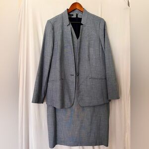 Talbots Light Blue-Grey Women's Suit Sheath Dress and Jacket